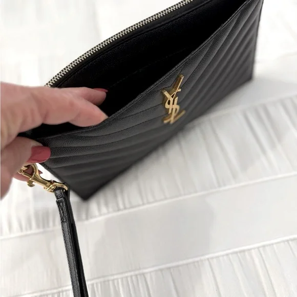 Yves Saint Laurent Black Quilted Wristlet. AUTHENTIC! - Picture 3 of 15